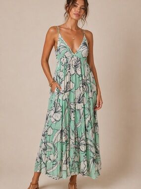 Free people Mint Floral jumper